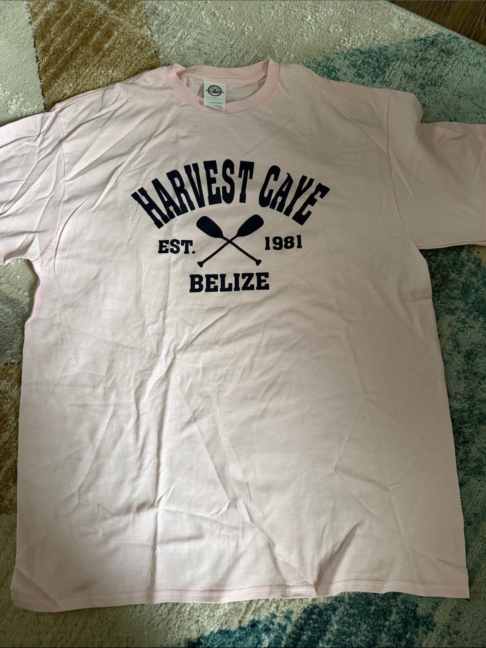 Harvest Caye Belize Graphic Tee - Light Pink
